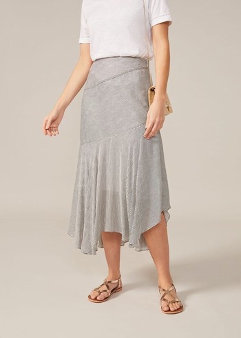 Phase Eight Tilia Stripe Skirts Dark Grey USA | 1407328-OK